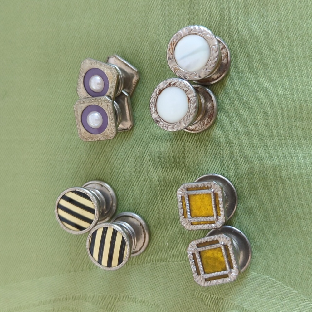 Bundle of Vintage Edwardian Cufflinks - 3 Pairs Snap Cuff Links (plus 2 singles)